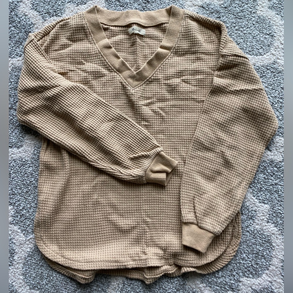 Madewell Waffle V-neck Sweatshirt